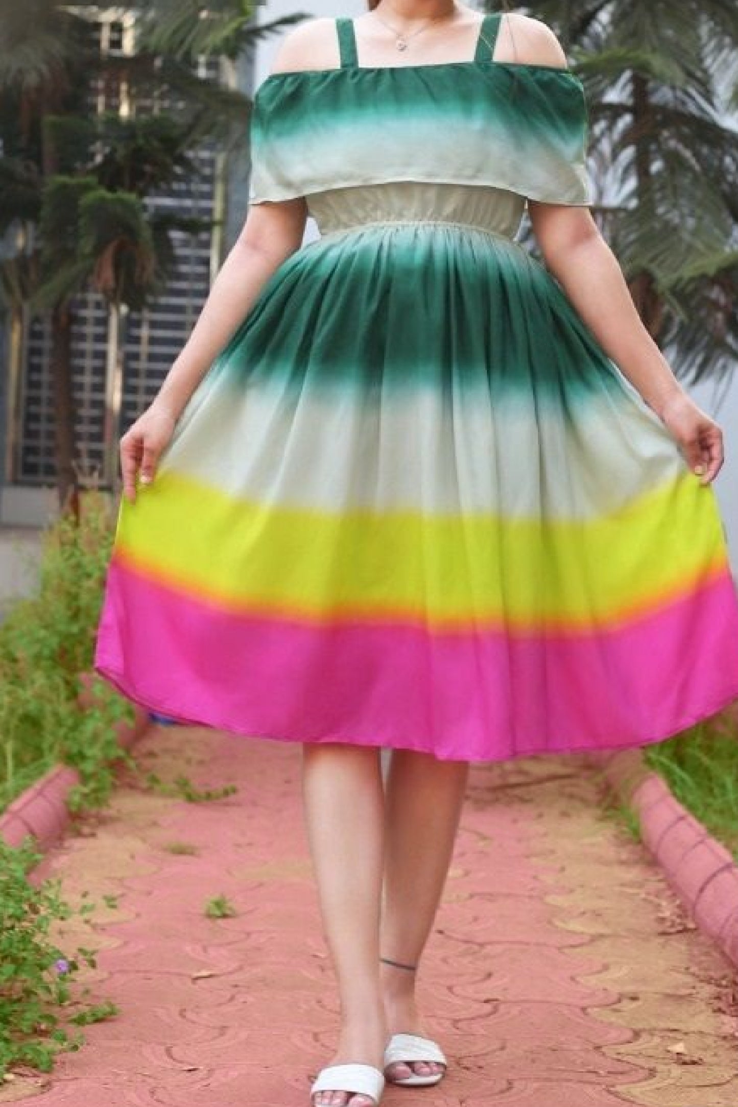 Multicolor Muslin Western Dress