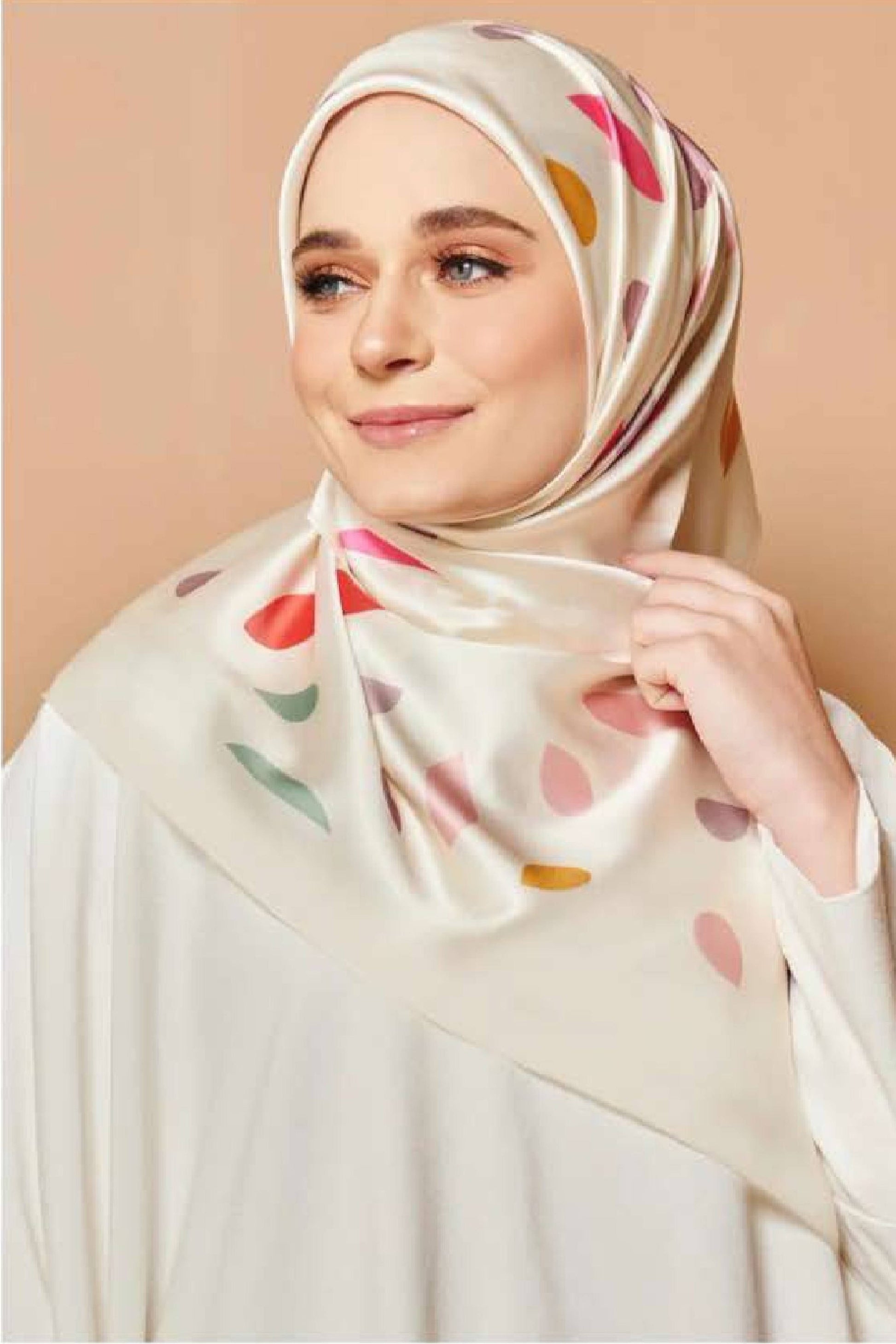 Printed Multicolor Leaf Smoothy Silk Scarf Hijab For Women