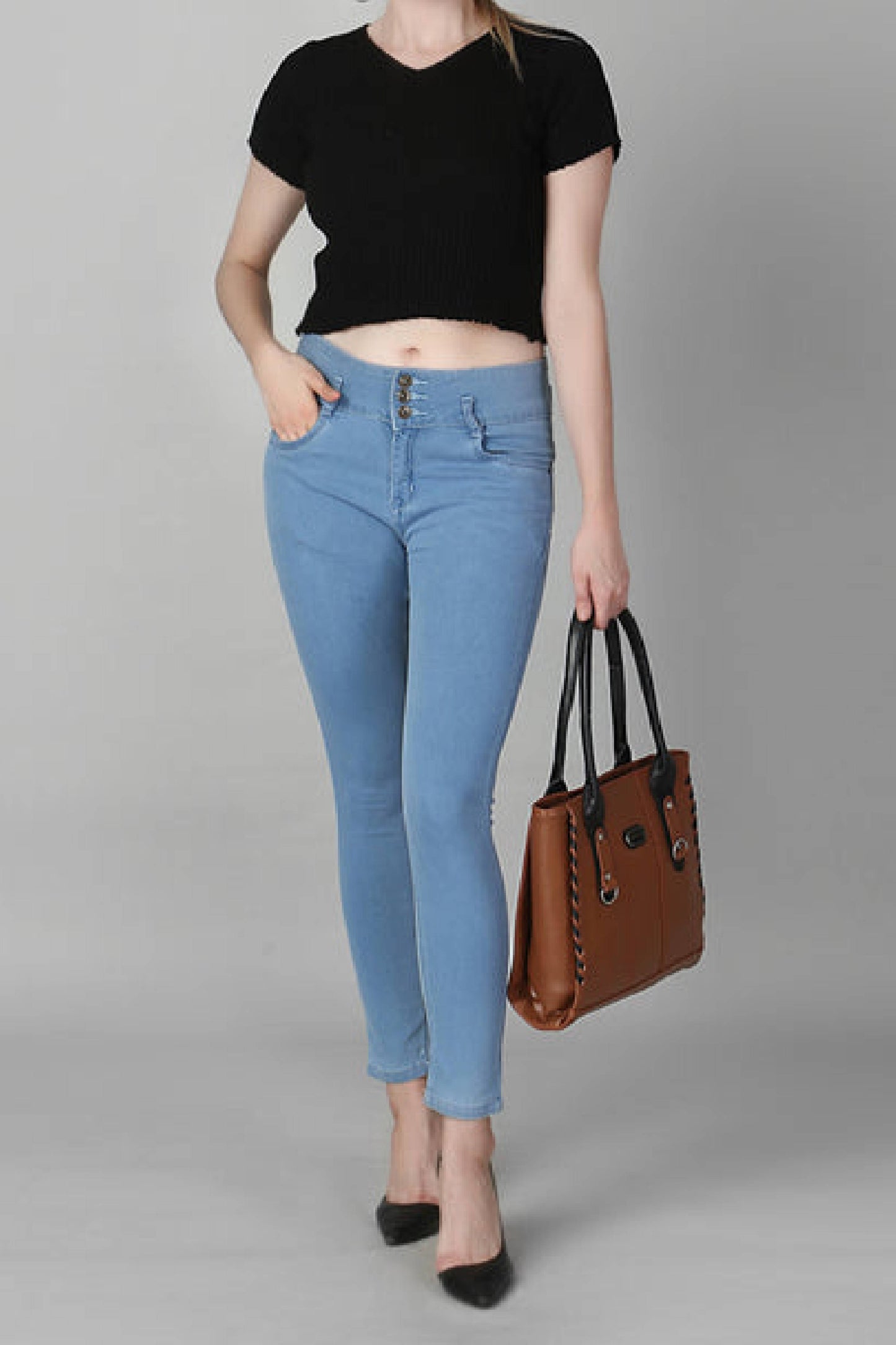 Slim Fit High Rise Skinny Ankle Jeans For Women