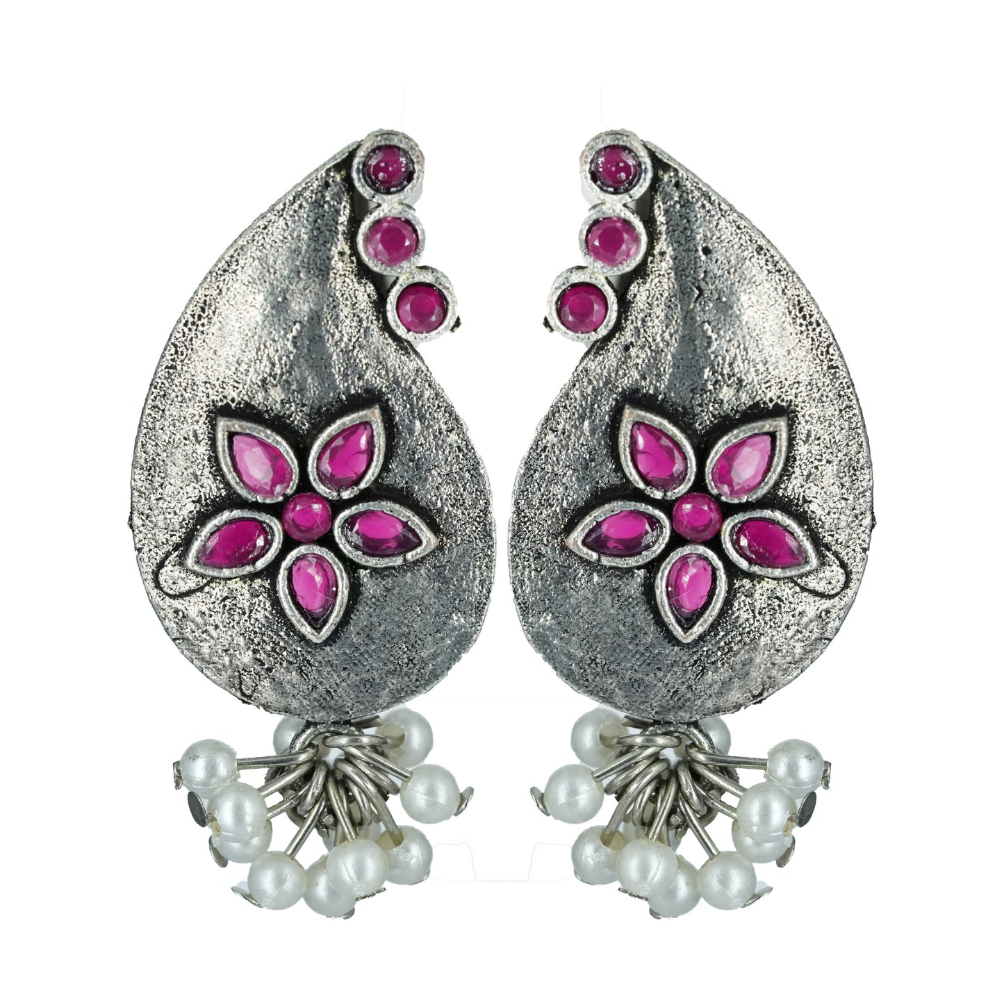 Oxidized Stone Studs Earrings