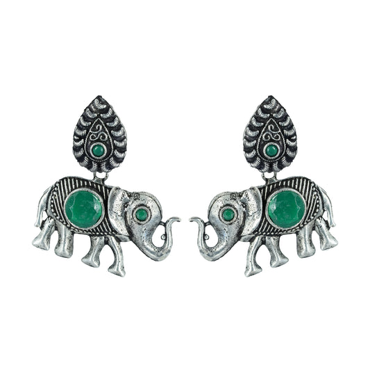Elephant Style Oxidised Earring