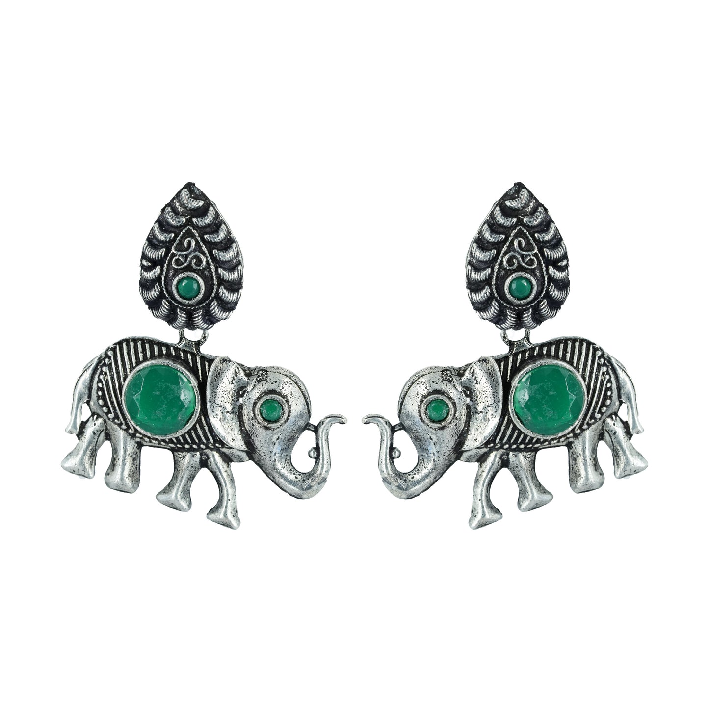 Elephant Style Oxidised Earring