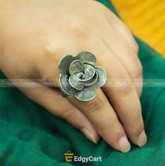 Rose Stud Ring with Earring Combo