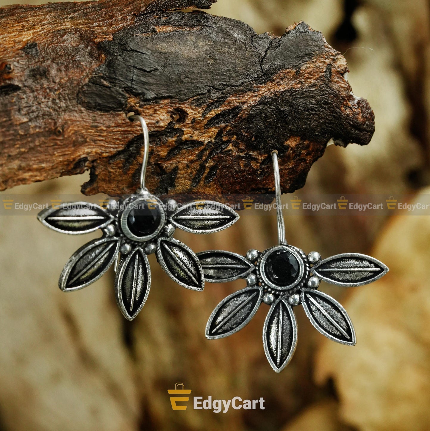 Oxidized﻿ Floral Leaf Drop Earring