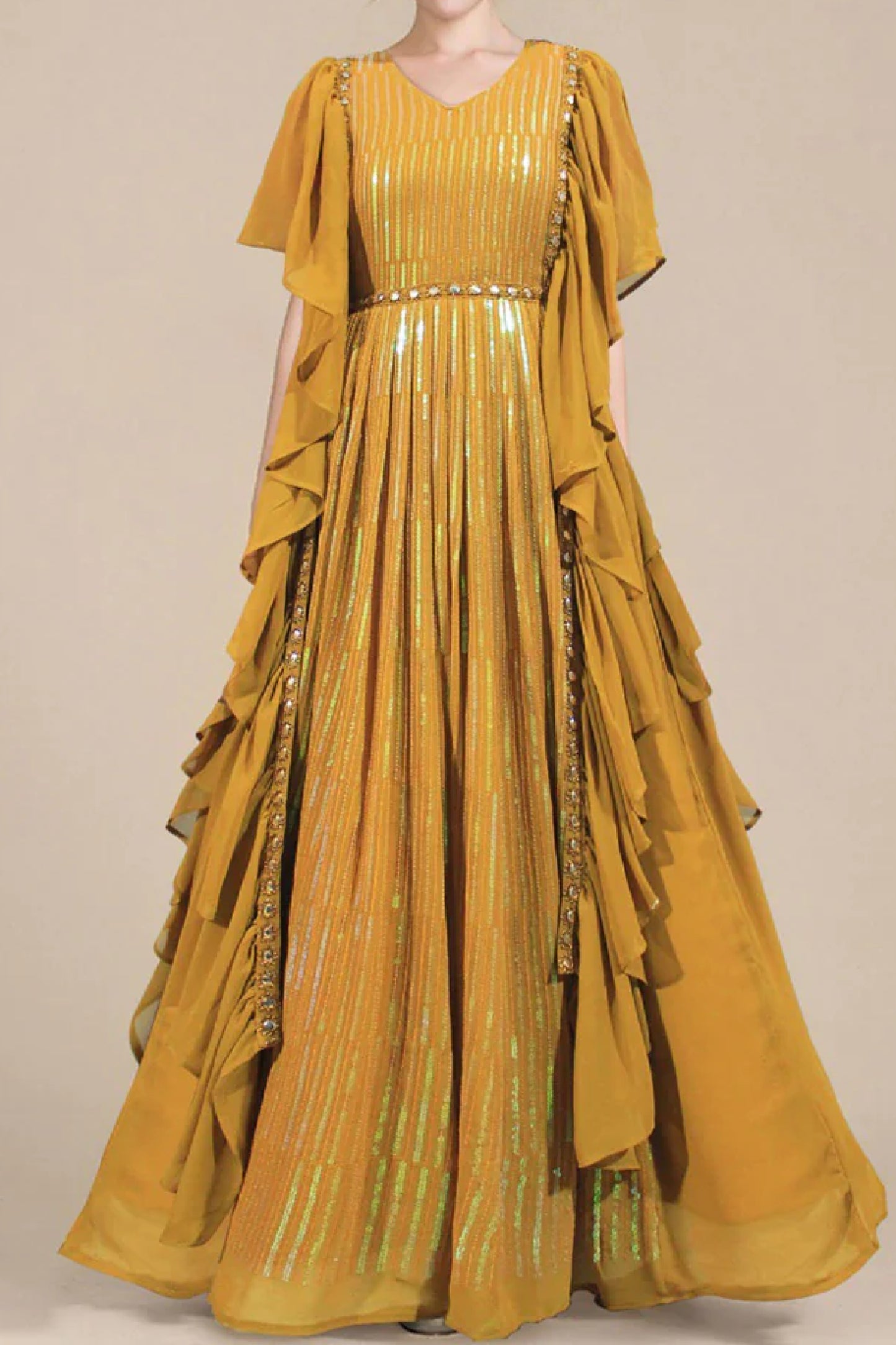 Designer Georgette Sequence Gown