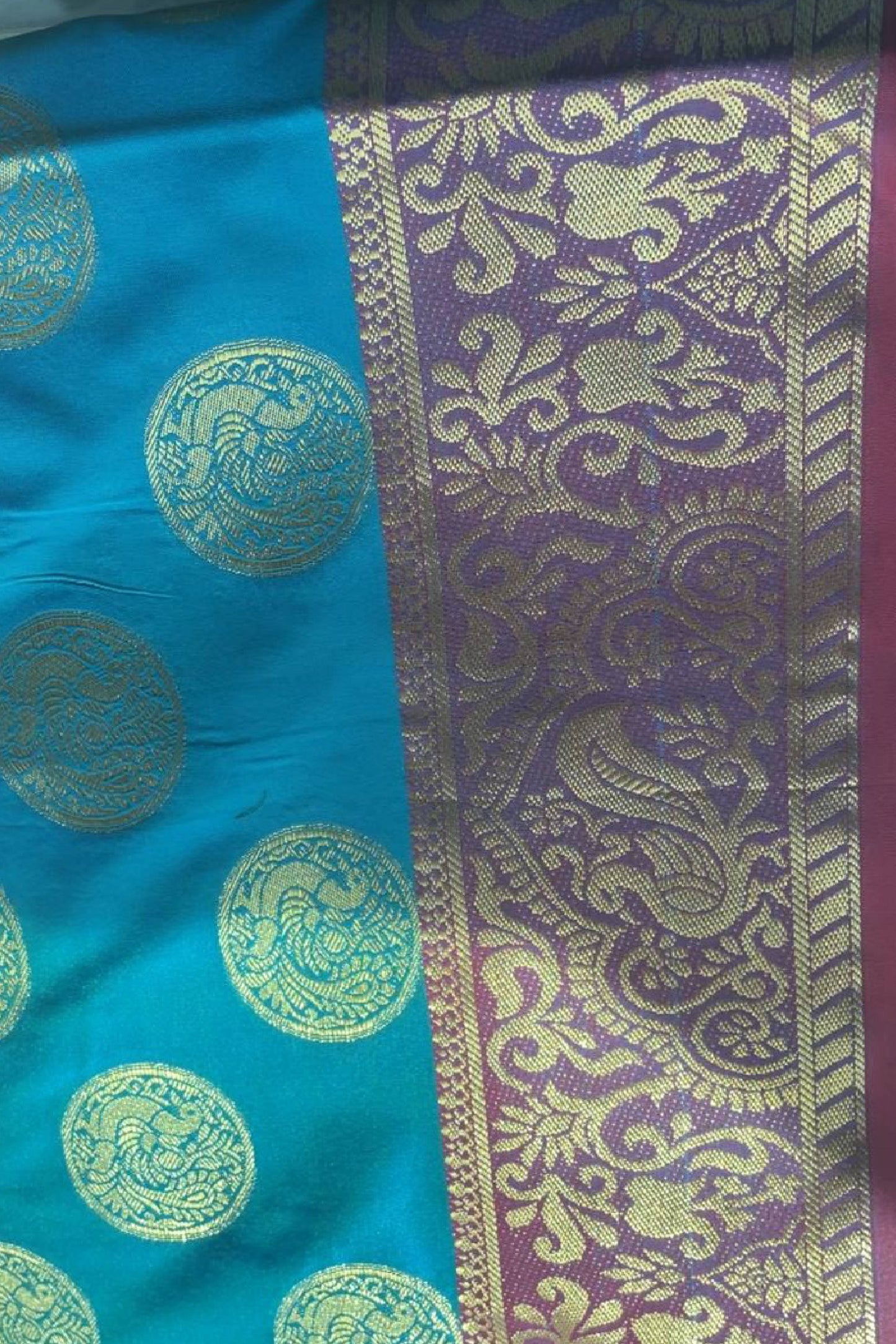 Blue Jacquard Woven Fabric Kanjivaram Silk Saree
