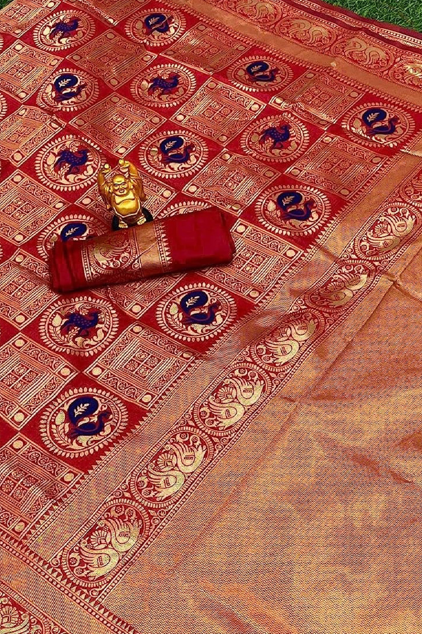 Royal Red Jacquard Woven Silk Saree