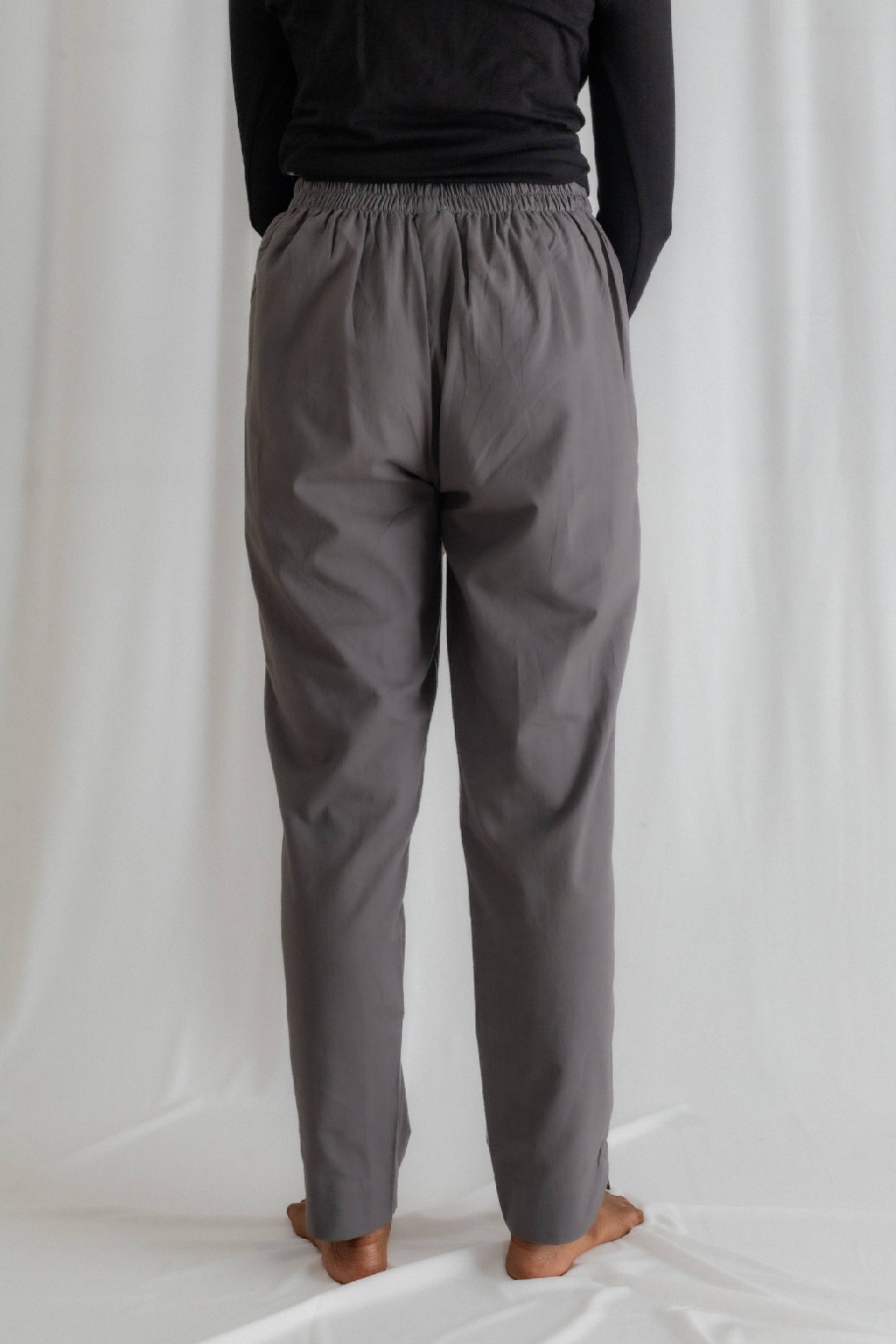 Solid Grey Cotton pant For Women