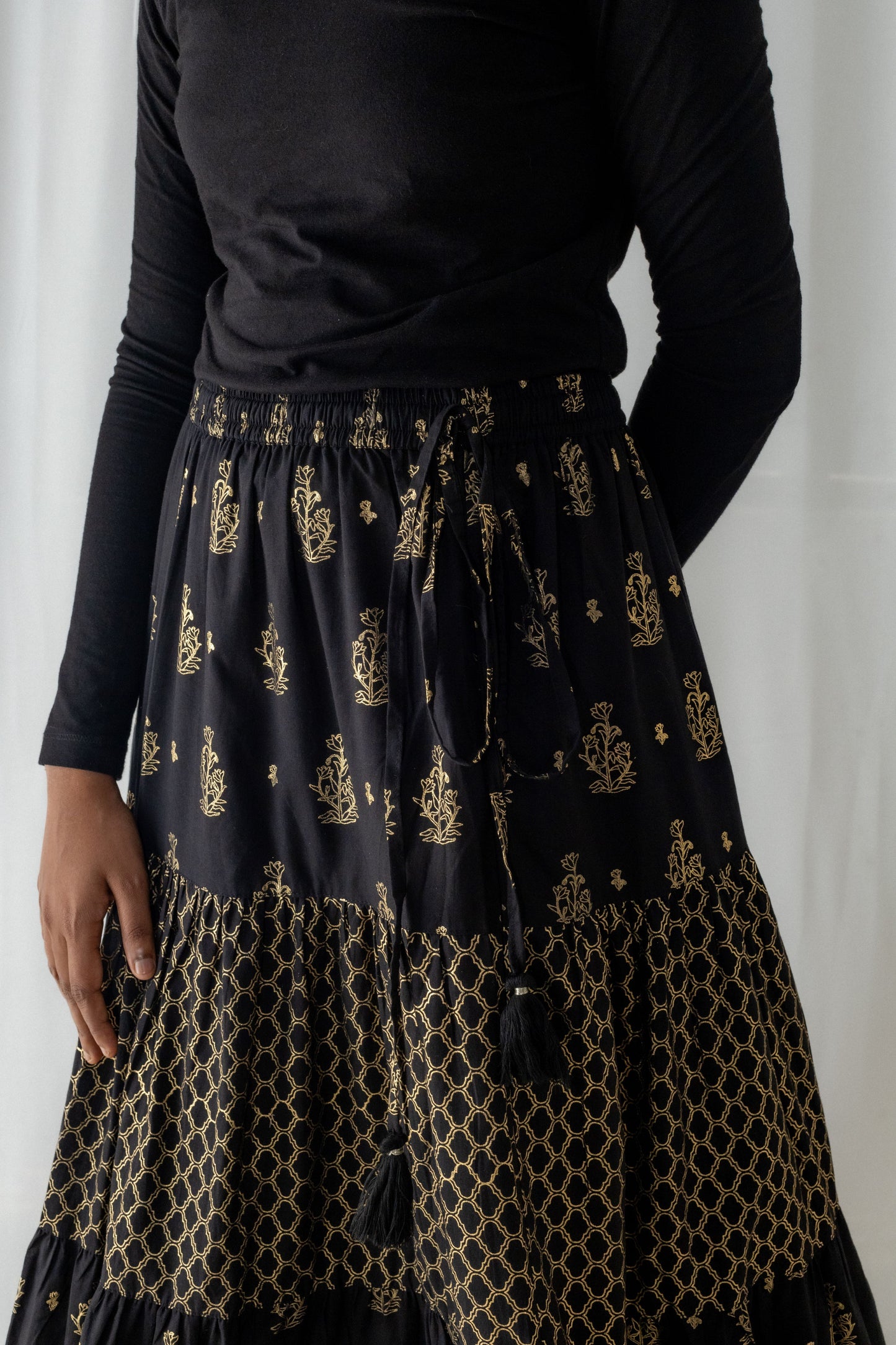 Printed Black Maxi-Skirt