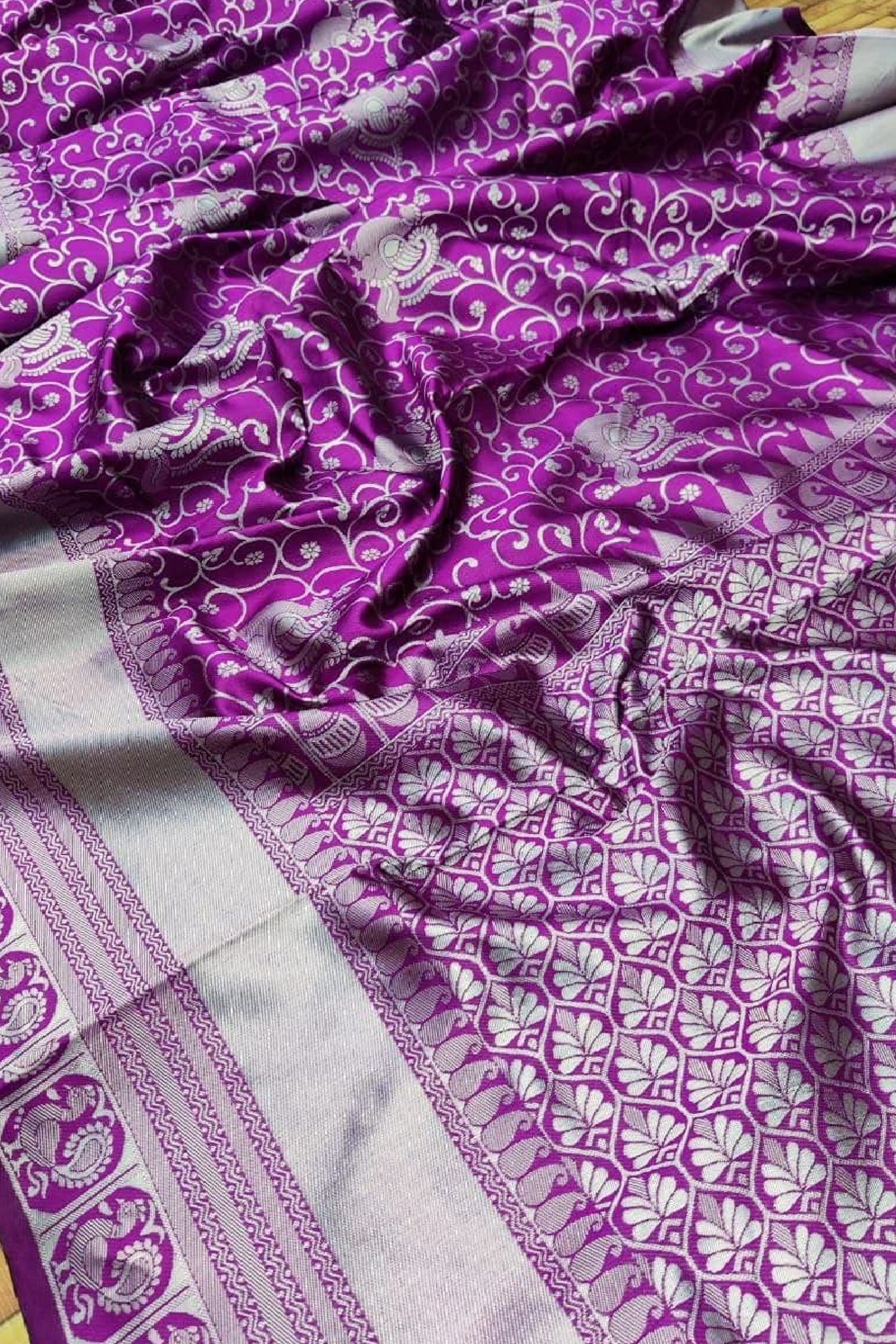 Purple & Silver Zari Kanchipuram Saree