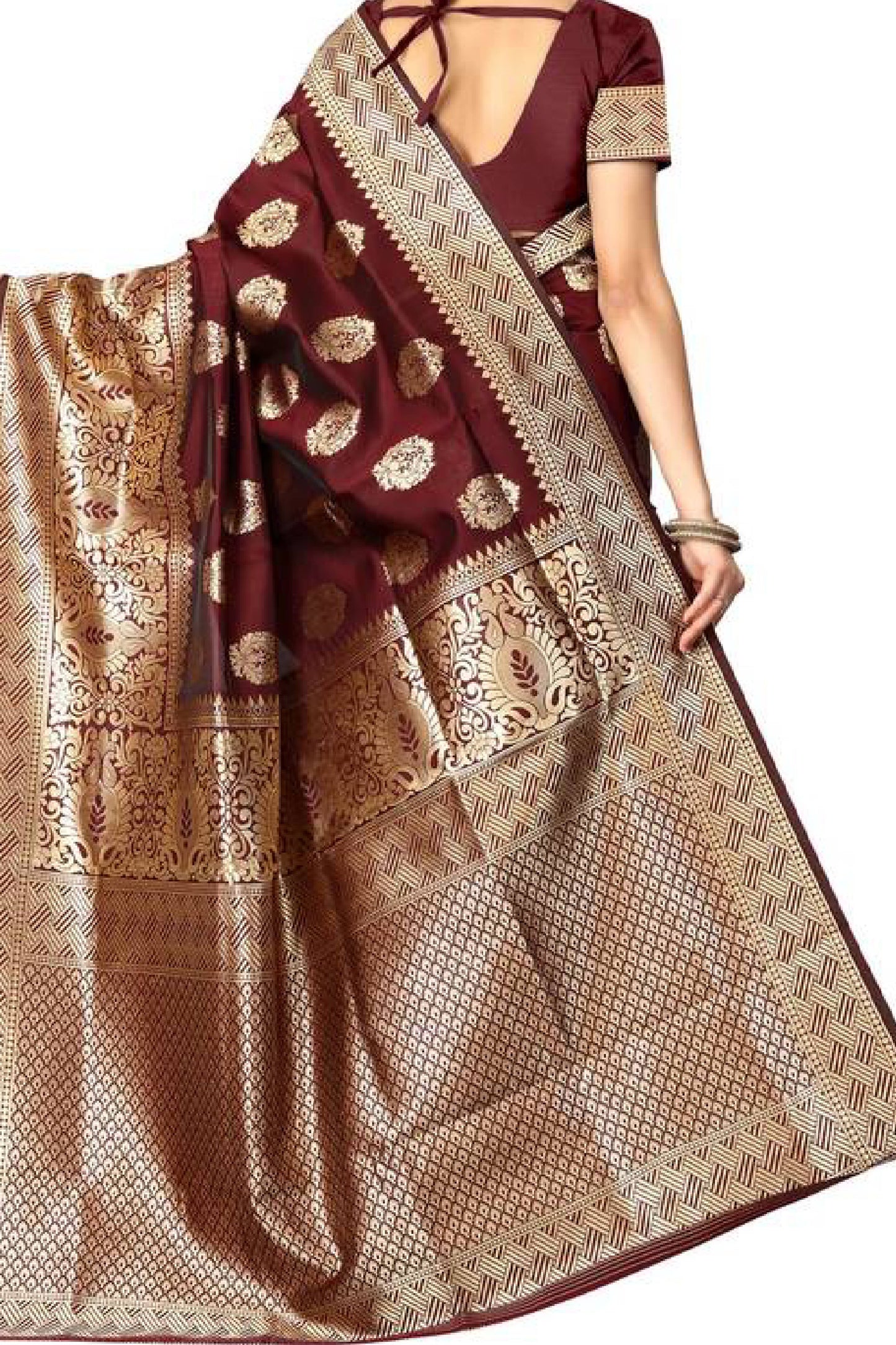 Maroon Woven Art designer banarasi silk saree