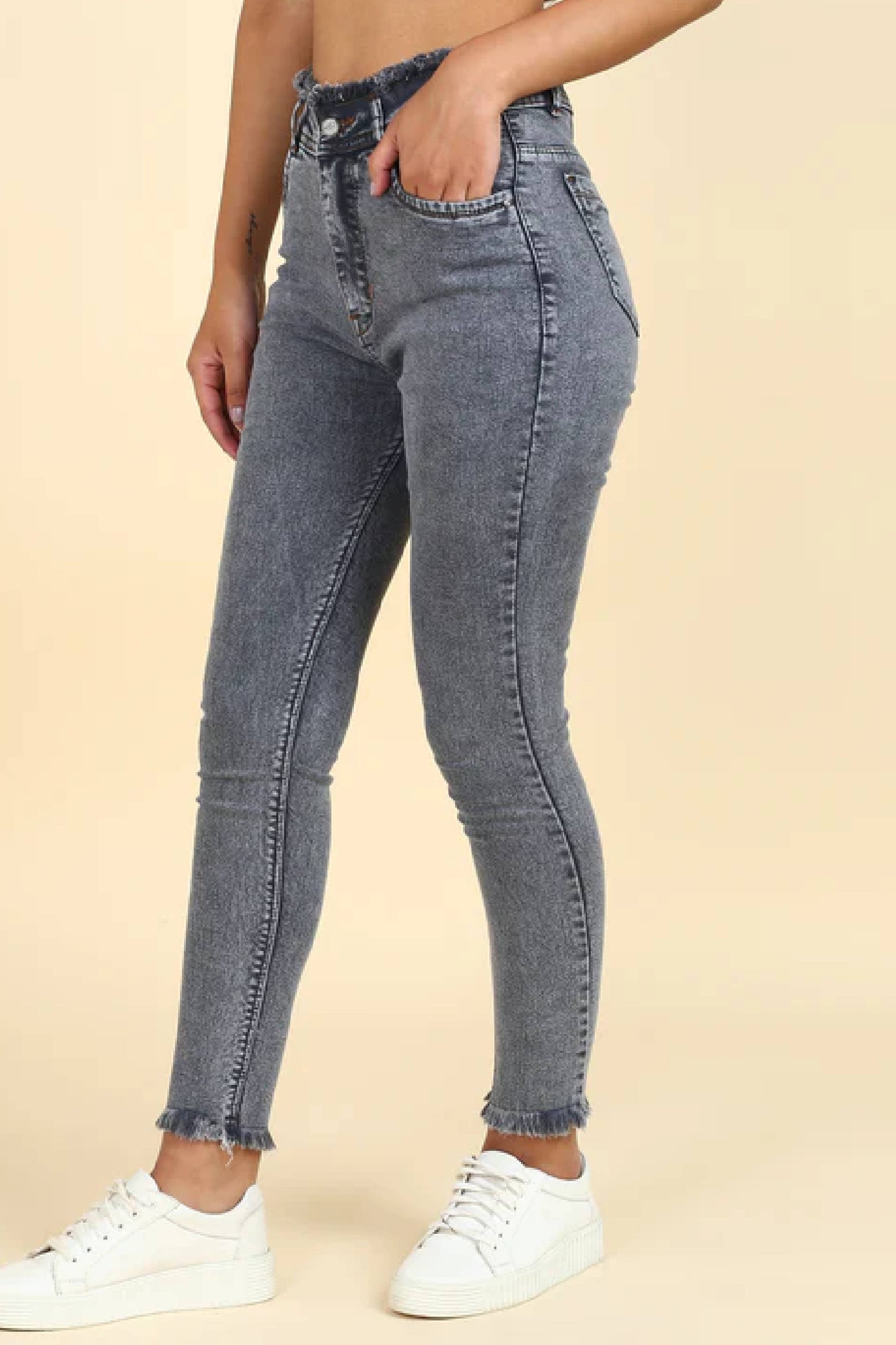 Slim Fit Grey Women Denim Jeans
