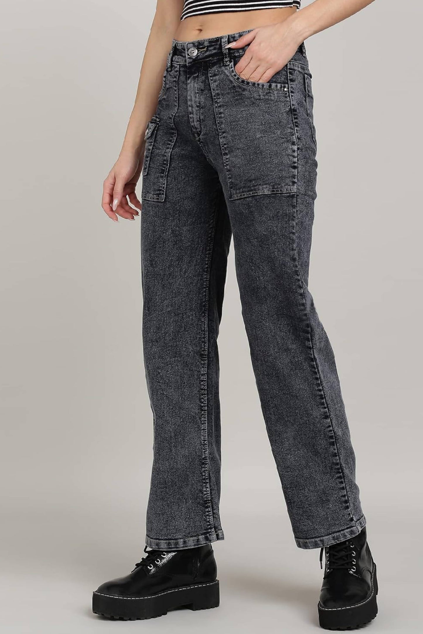 Straight Fit Black Denim Jeans For Women