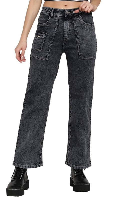 Straight Fit Black Denim Jeans For Women