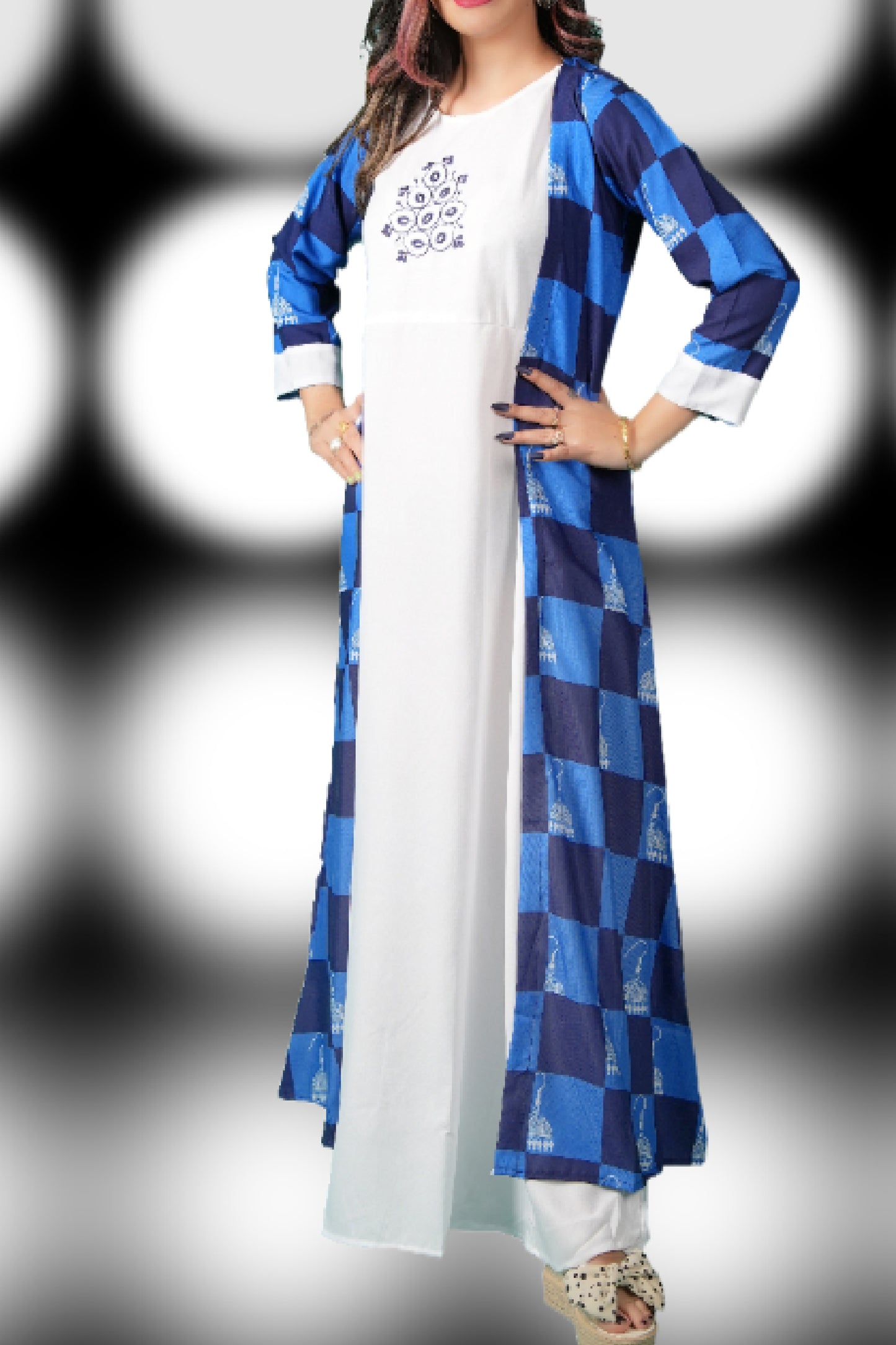 Designer Party Wear Long Blue kurti