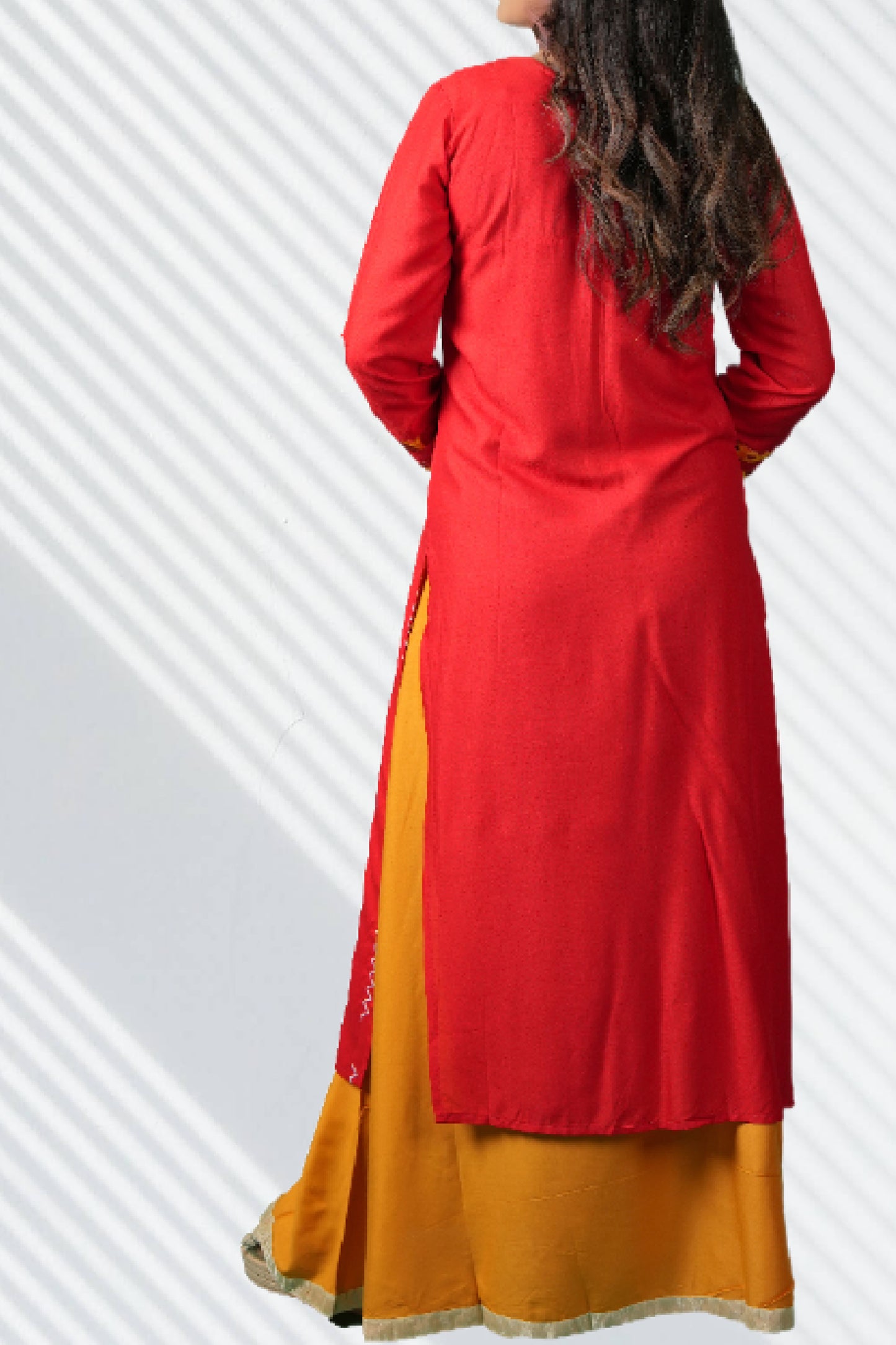 Designer Party Wear Long Red Orange  kurti