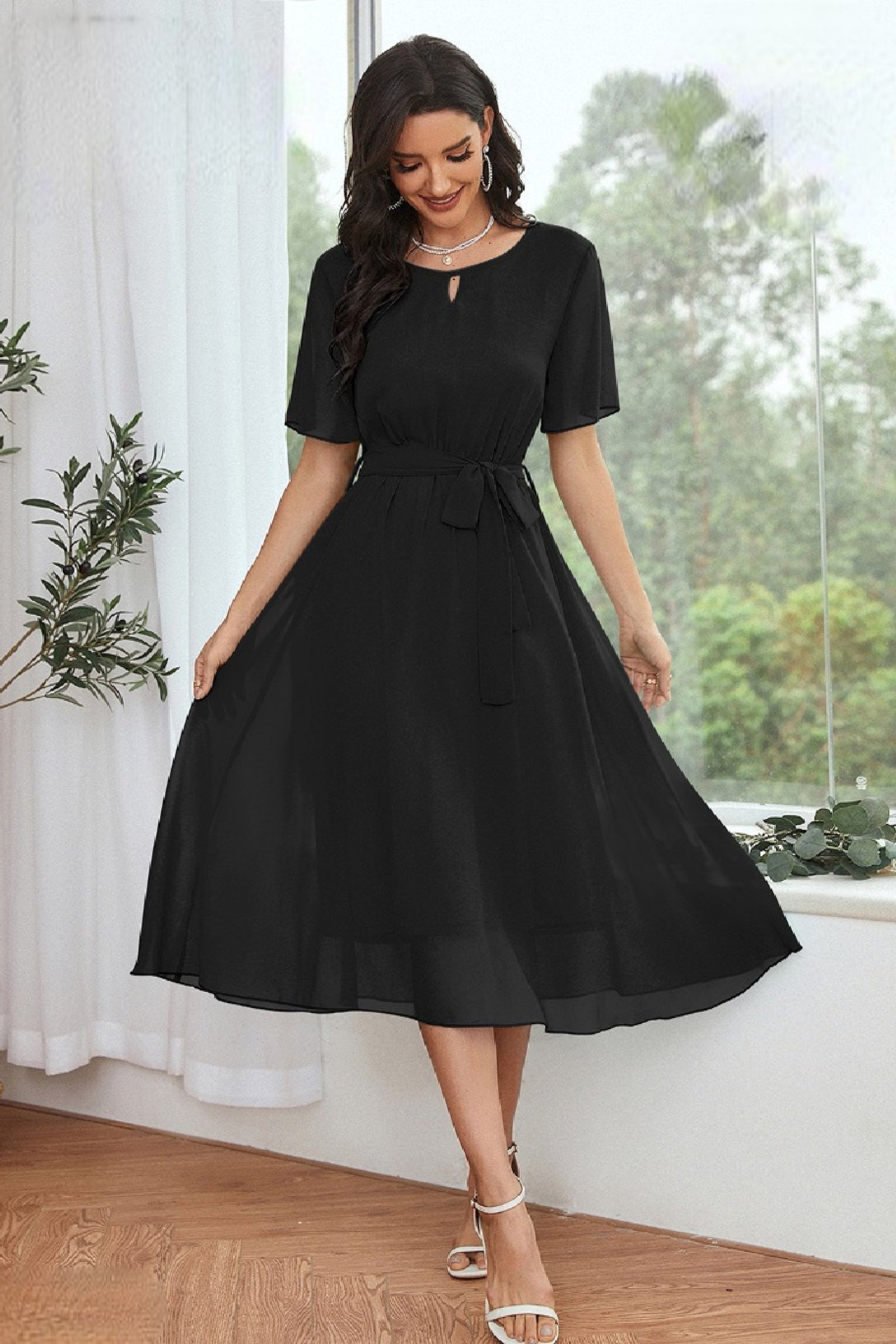 Fashionable Georgette Black Dress