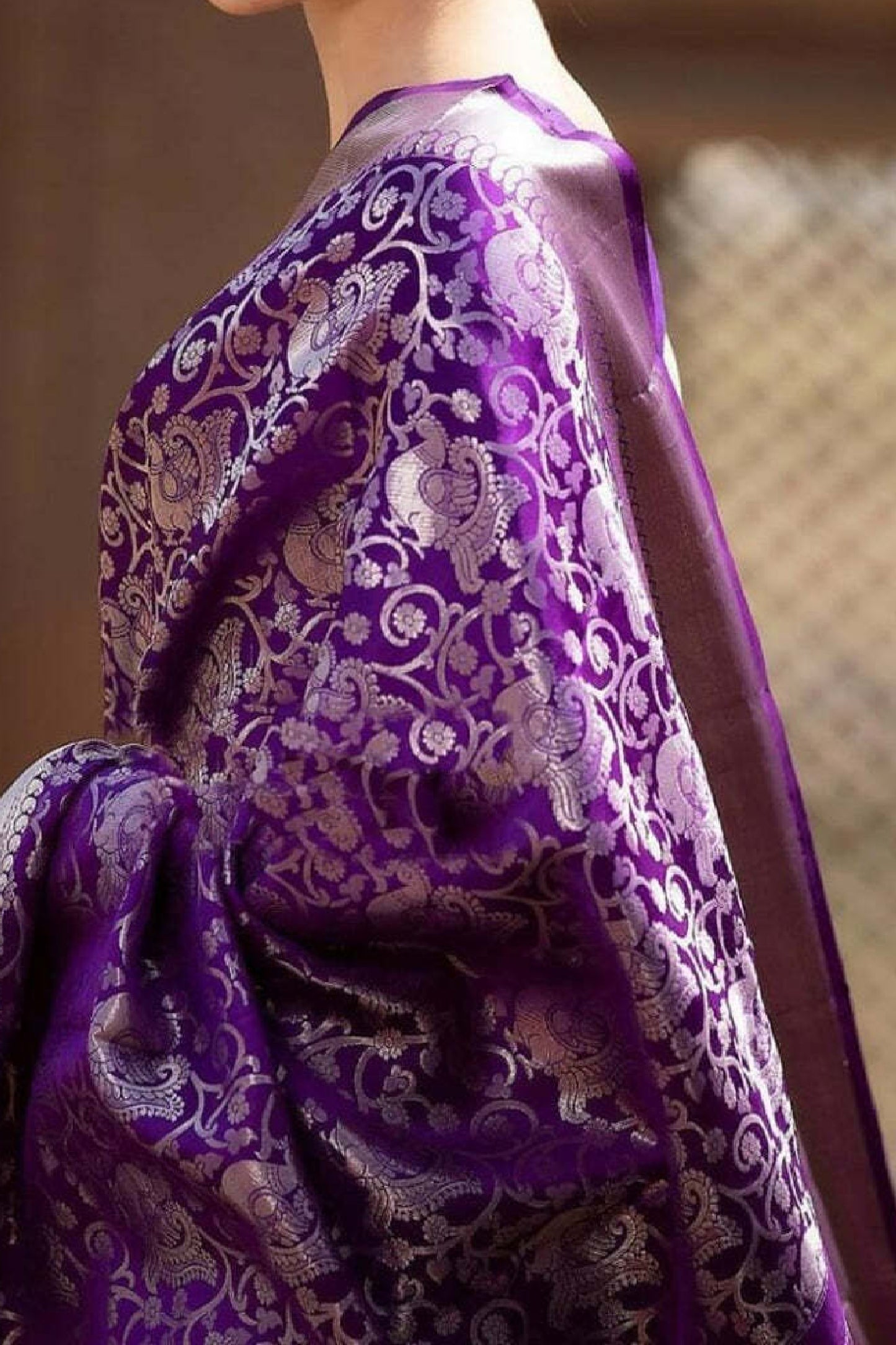 Purple & Silver Zari Kanchipuram Saree