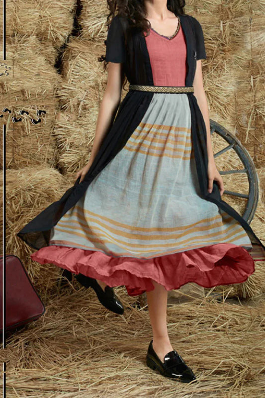 Beautiful Cotton Multicolor Western Dress