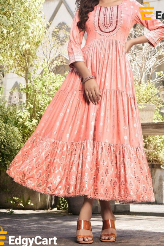 Designer Rose Gold Anarkali kurti Gown