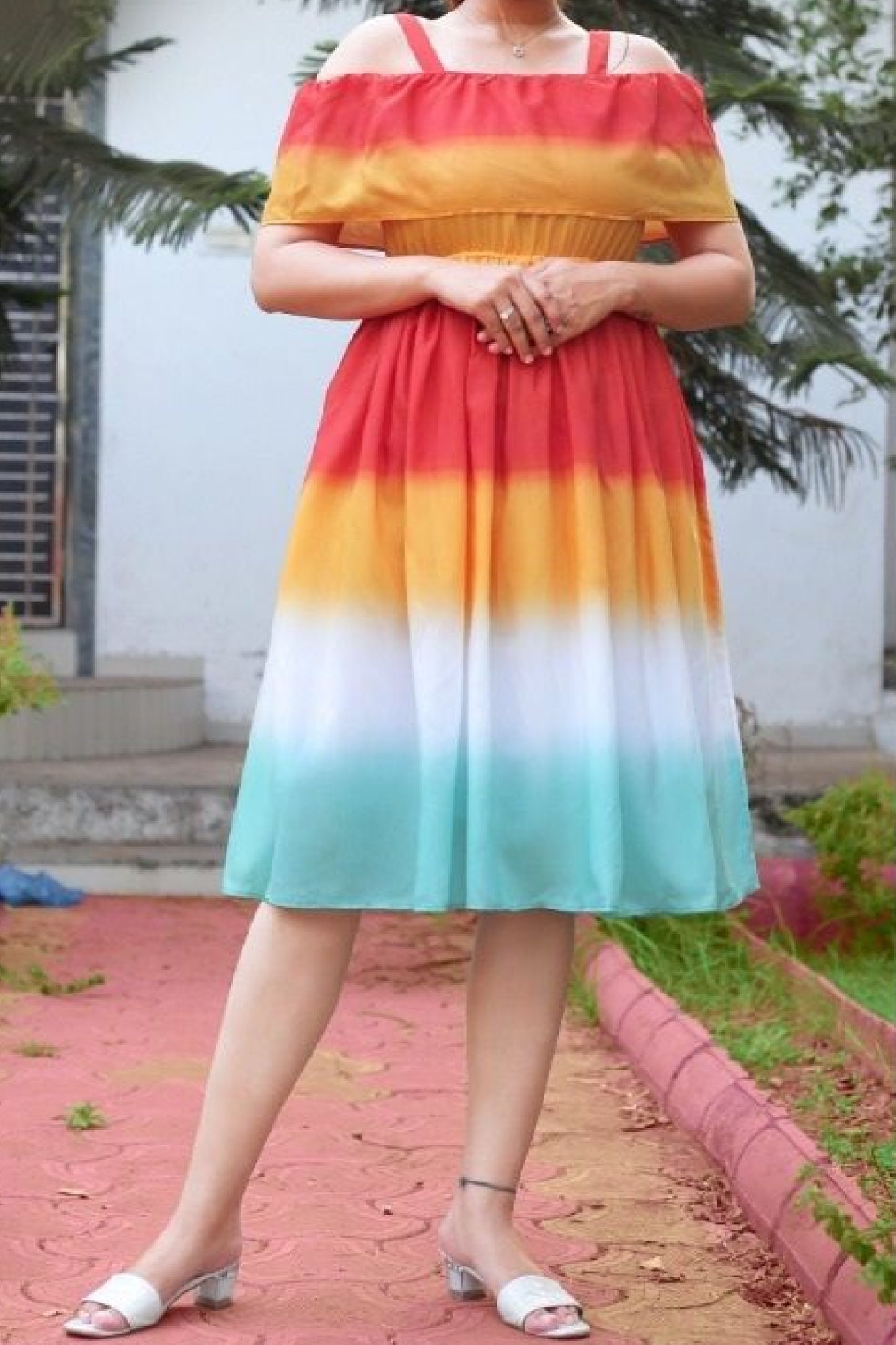 Multicolor Muslin Western Dress
