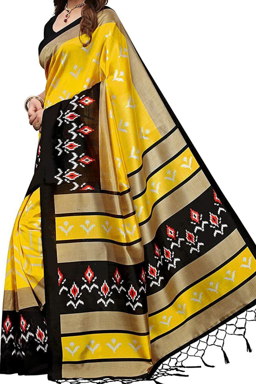 Traditional Yellow Saree crafted from Art Silk in the UAE